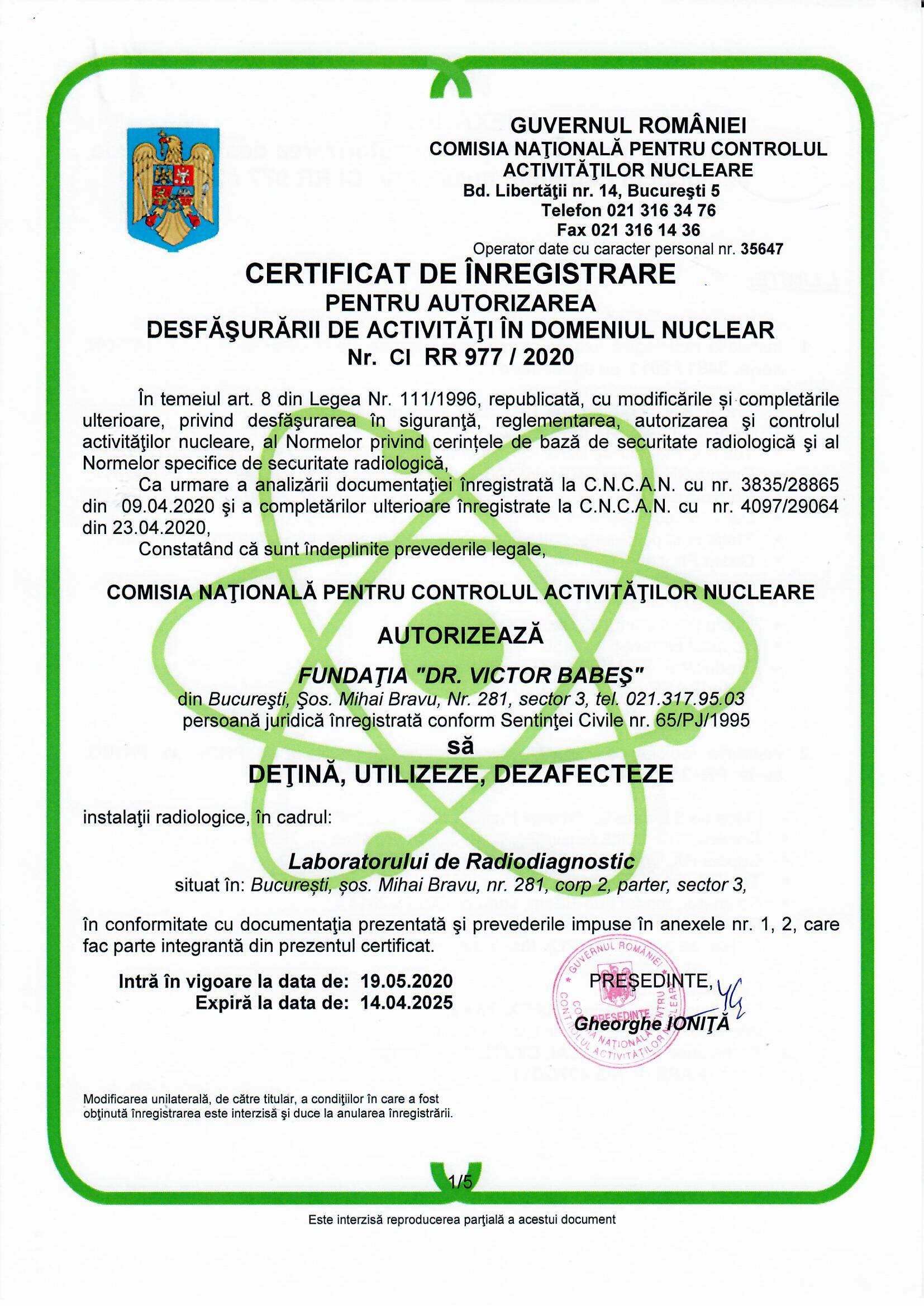 Autorizatie sanitara radiodiagnostic CT